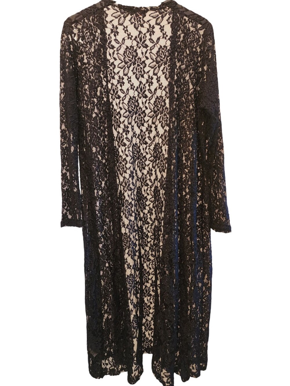 LULAROE Sarah Black Lace Duster Cardigan Medium M - Picture 2 of 5